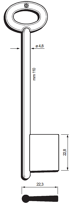 Afbeelding van Silca Klaviersleutel brass 6M37