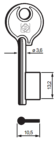 Afbeelding van Silca Klaviersleutel brass 6SV1