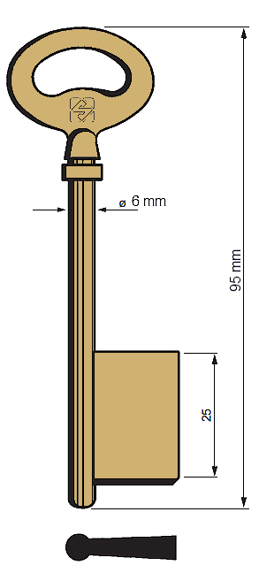 Afbeelding van Silca Klaviersleutel brass 6M10