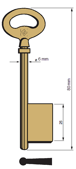 Afbeelding van Silca Klaviersleutel brass 6M4