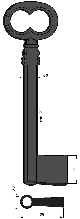 Afbeelding van Silca Klaviersleutel 6612 pijp 120x9mm