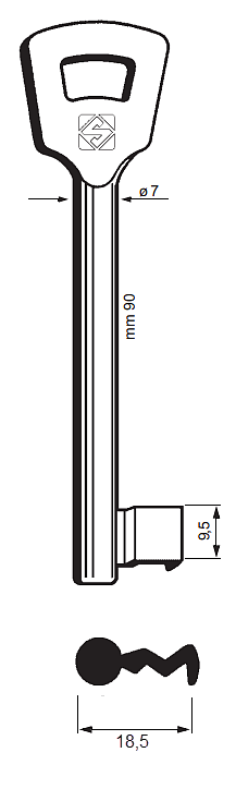 Afbeelding van Silca Klaviersleutel ijzer 10NFHL (106N)
