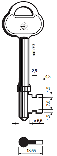 Afbeelding van Silca Klaviersleutel ijzer 2AS9