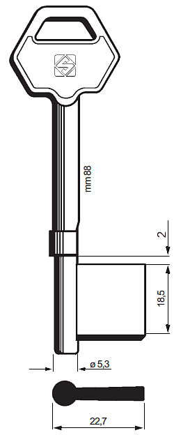Afbeelding van Silca Klaviersleutel ijzer borst 5867L
