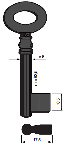 Afbeelding van Silca Klaviersleutel ijzer dop 5106