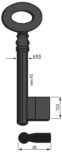 Afbeelding van Silca Klaviersleutel ijzer dop 5107