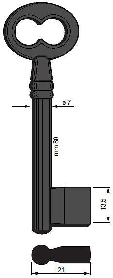 Afbeelding van Silca Klaviersleutel ijzer dop 5108