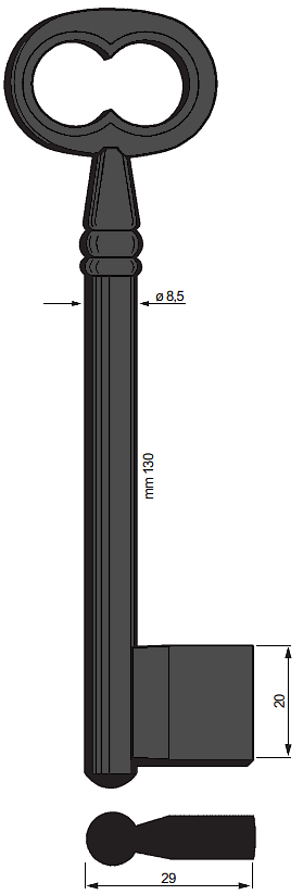 Afbeelding van Silca Klaviersleutel ijzer dop 5113
