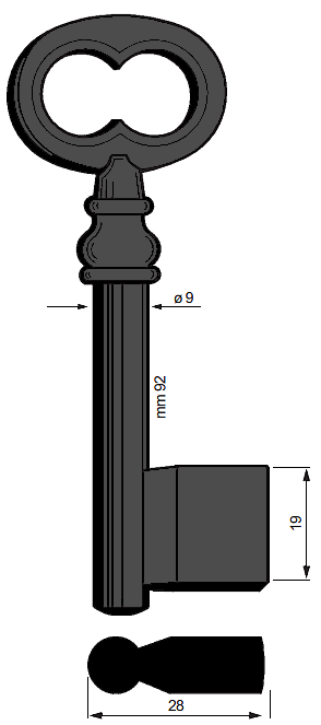 Afbeelding van Silca Klaviersleutel ijzer dop 5309
