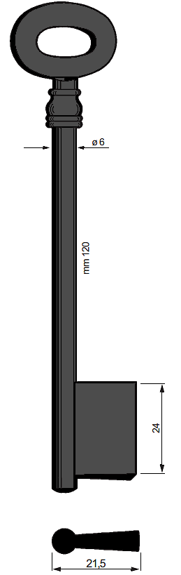 Afbeelding van Silca Klaviersleutel ijzer dop 5512 125x6mm