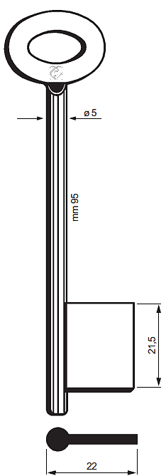 Afbeelding van Silca Klaviersleutel ijzer dop 9510 (136 5 x 95mm)