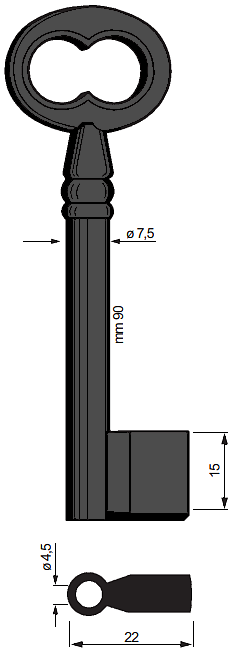 Afbeelding van Silca Klaviersleutel ijzer pijp 6109
