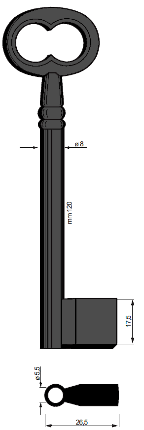 Afbeelding van Silca Klaviersleutel ijzer pijp 6112