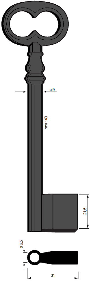 Afbeelding van Silca Klaviersleutel ijzer pijp 6114