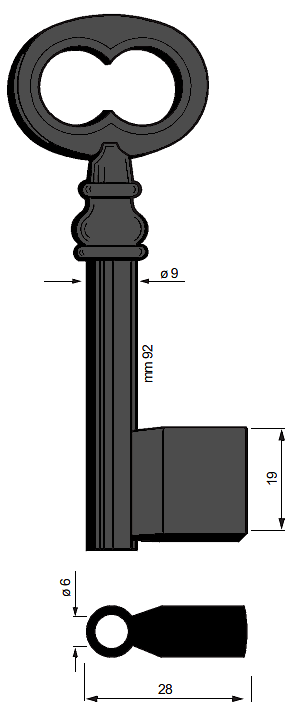 Afbeelding van Silca Klaviersleutel ijzer pijp 6309