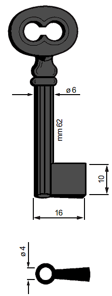 Afbeelding van Silca Klaviersleutel ijzer pijp 6506