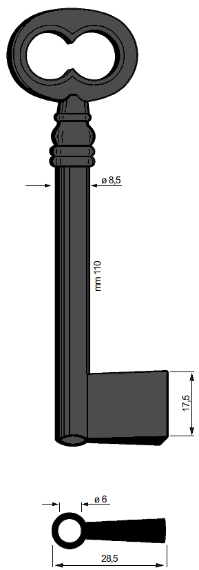 Afbeelding van Silca Klaviersleutel ijzer pijp 6611