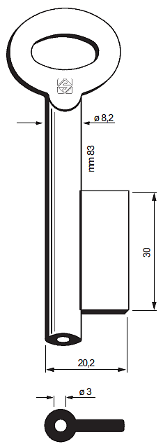 Afbeelding van Silca Klaviersleutel ijzer pijp G707