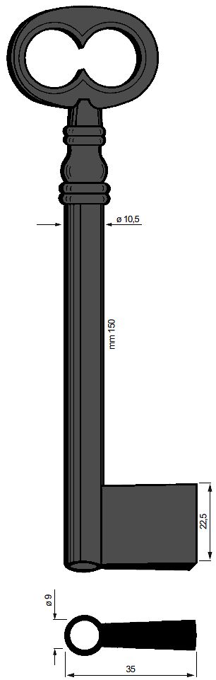 Afbeelding van Silca klaviersleutel 6615 pijp 150x10.5mm