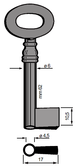 Afbeelding van Silca Klaviersleutel ijzer pijp 6606