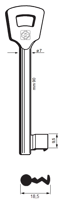 Afbeelding van Silca Klaviersleutel ijzer 9NFHL (106N)
