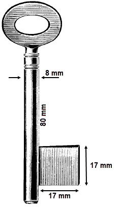 Afbeelding van Franse voordeursleutel art. 136 80x8mm