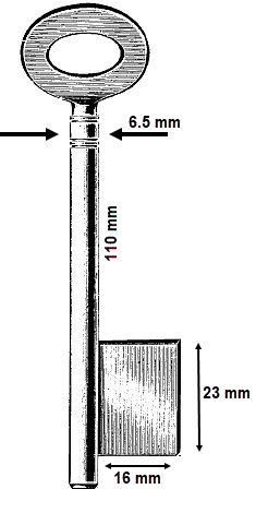 Afbeelding van Franse voordeursleutel art. 136 110x6.5mm