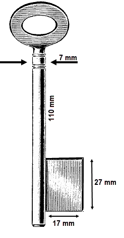 Afbeelding van Franse voordeursleutel art. 136 110x7mm