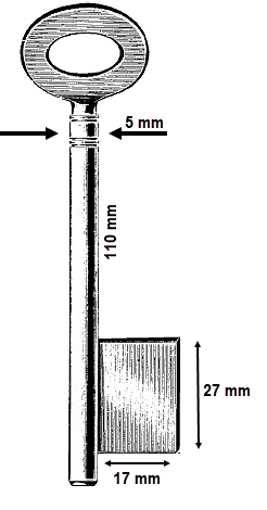 Afbeelding van Franse voordeursleutel art. 136 110x5mm