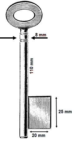 Afbeelding van Franse voordeursleutel art. 136 110x8mm