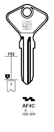 Afbeelding van Silca Autosleutel z/plastic kop brass AF4C