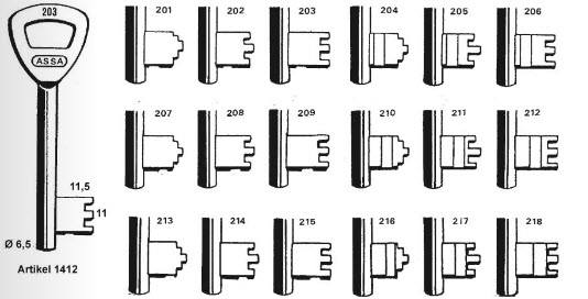 Afbeelding van Klaviersleutel ASSA dop 1412 / 201