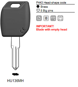 Afbeelding van Silca Transpondersleutel MH profiel  HU136MH zonder chip