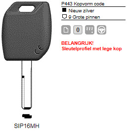 Afbeelding van Silca Transpondersleutel MH profiel  SIP16MH zonder chip