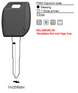 Afbeelding van Silca Transpondersleutel MH profiel  YH35RMH zonder chip