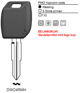 Afbeelding van Silca Transpondersleutel MH profiel  DWO4RMH zonder chip