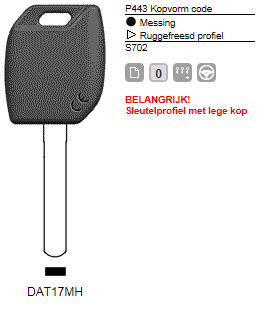 Afbeelding van Silca Transpondersleutel MH profiel  DAT17MH zonder chip