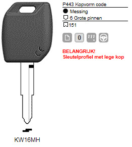 Afbeelding van Silca Transpondersleutel MH profiel  KW16MH zonder chip