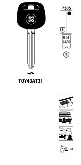 Afbeelding van Silca Transpondersleutel brass TOY43AT31