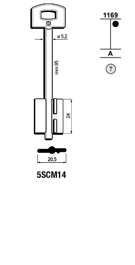 Afbeelding van Silca Klaviersleutel brass 5SCM14