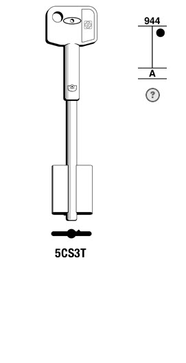 Afbeelding van Silca Dubbelbaardsleutel brass 5CS3T