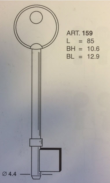 Afbeelding van Art. 159 Hutra borstsleutel 4.4 mm