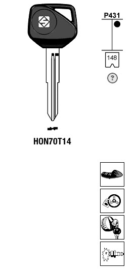 Afbeelding van Silca Transpondersleutel brass HON70T14