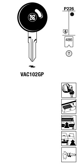 Afbeelding van Silca Autosleutel plastic kop brass VAC102GP