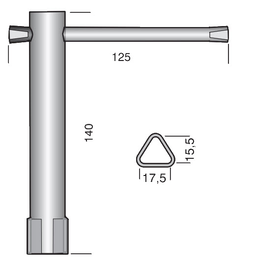 Afbeelding van Paal- / containersleutel driekant 15,5 mm