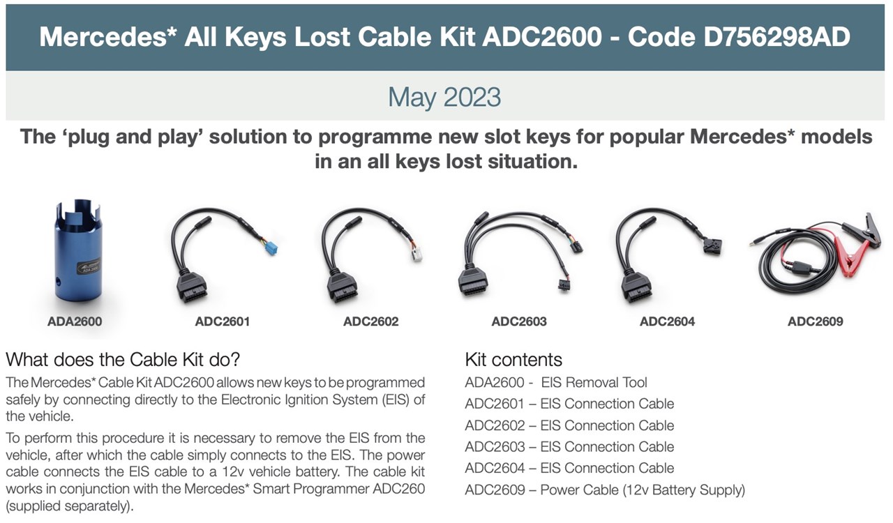 Afbeelding van Silca Mercedes All Keys Lost kabelkit ADC2600