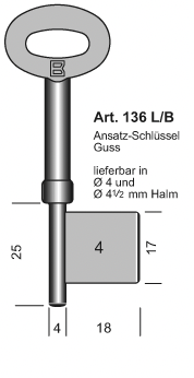 Afbeelding van Borstsleutel Art. 136L/B 4mm