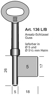 Afbeelding van Borstsleutel Art. 136L/B 5mm