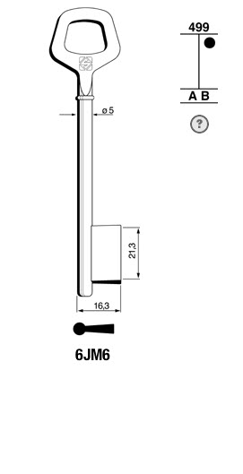 Afbeelding van Silca Klaviersleutel brass 6JM6