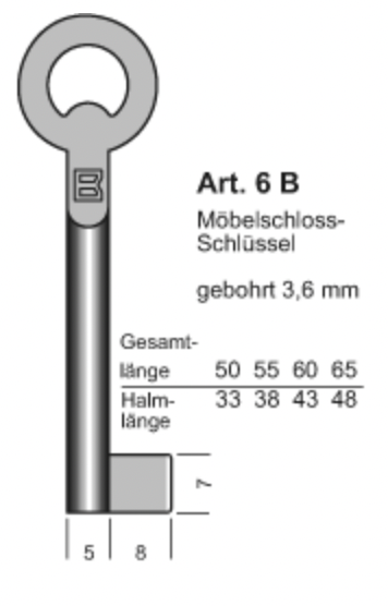 Afbeelding van Meubelsleutel 6B blind 5x55mm hoefring